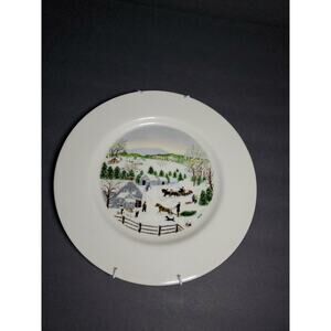 Vintage Grandma Moses Christmas Plate 10.25"